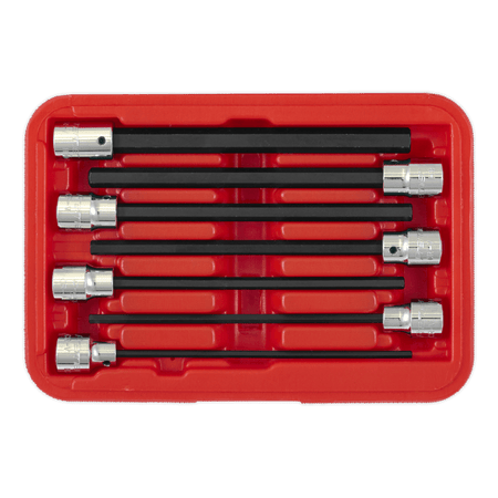Sealey Hex Socket Bit Set 7pc 3/8"Sq Drive 150mm Metric Model No-AK62255