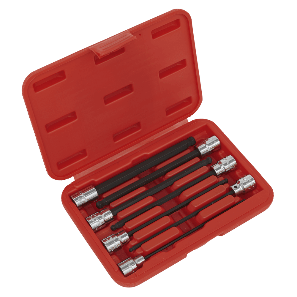 Sealey Ball-End Hex Socket Bit Set 7pc 3/8"Sq Drive 150mm Metric Model No-AK62257