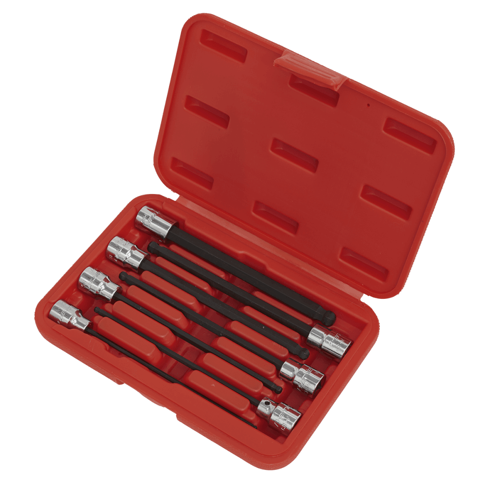 Sealey Ball-End Hex Socket Bit Set 7pc 3/8"Sq Drive 150mm Metric Model No-AK62257