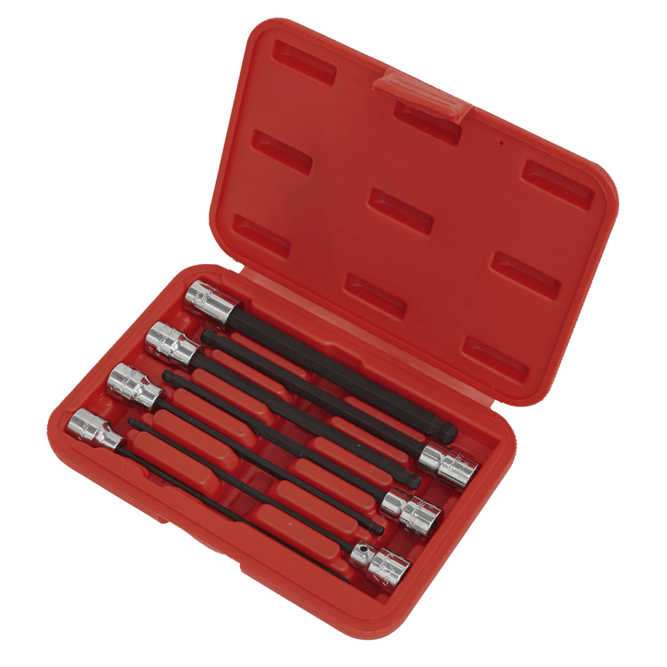 Sealey Ball-End Hex Socket Bit Set 7pc 3/8"Sq Drive 150mm Metric Model No-AK62257