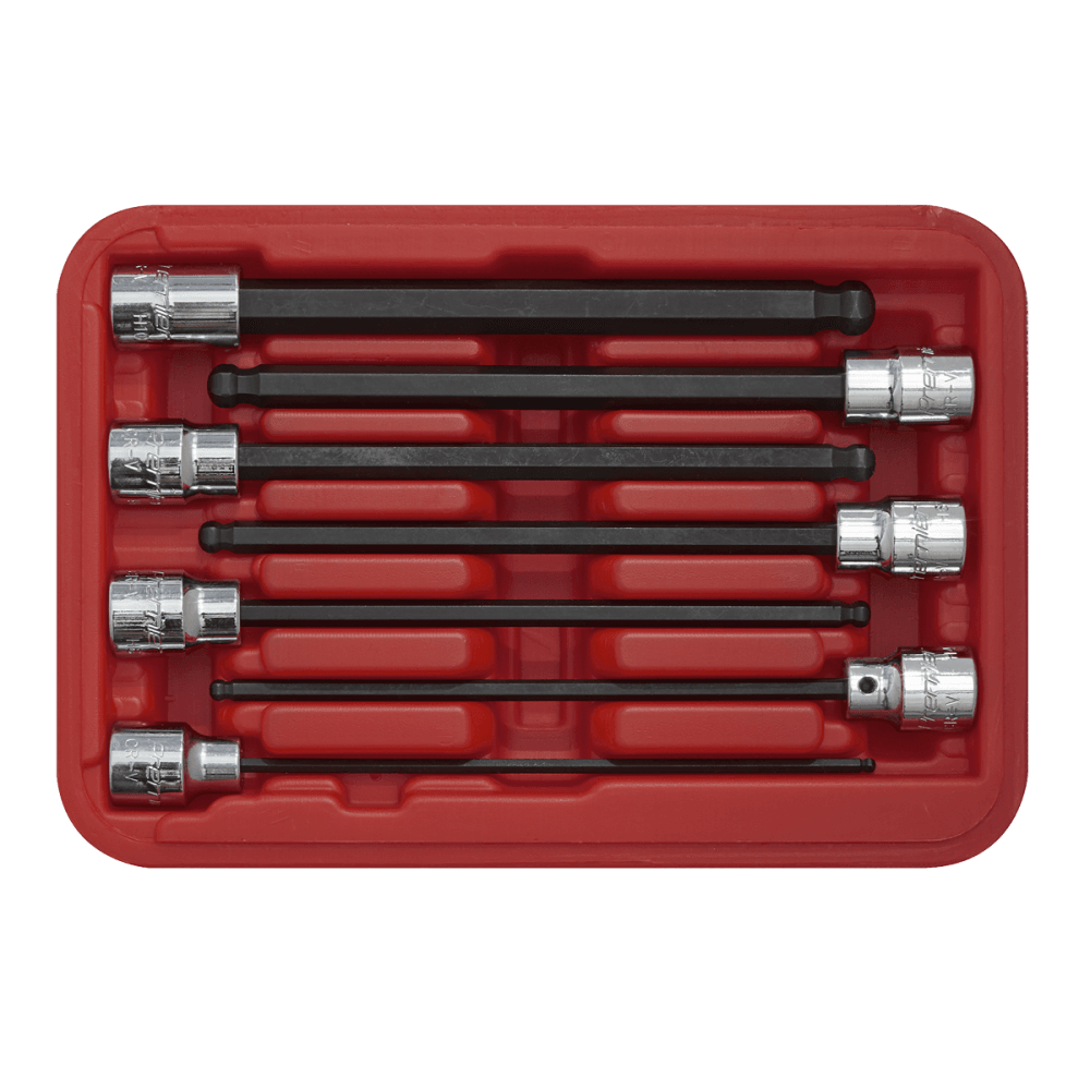 Sealey Ball-End Hex Socket Bit Set 7pc 3/8"Sq Drive 150mm Metric Model No-AK62257