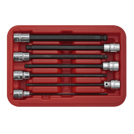Sealey Ball-End Hex Socket Bit Set 7pc 3/8"Sq Drive 150mm Metric Model No-AK62257