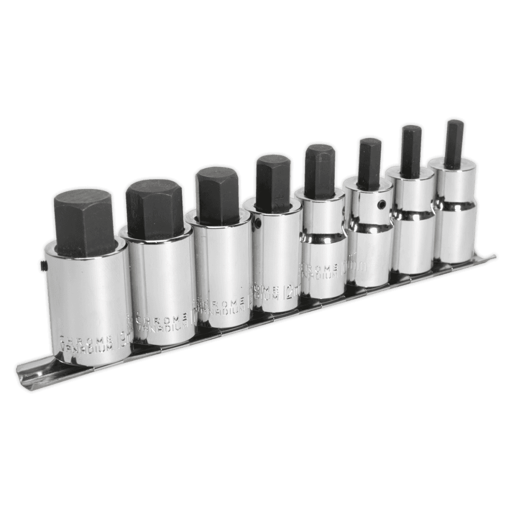 Sealey Hex Socket Bit Set 8pc 1/2"Sq Drive Metric Model No-AK62258