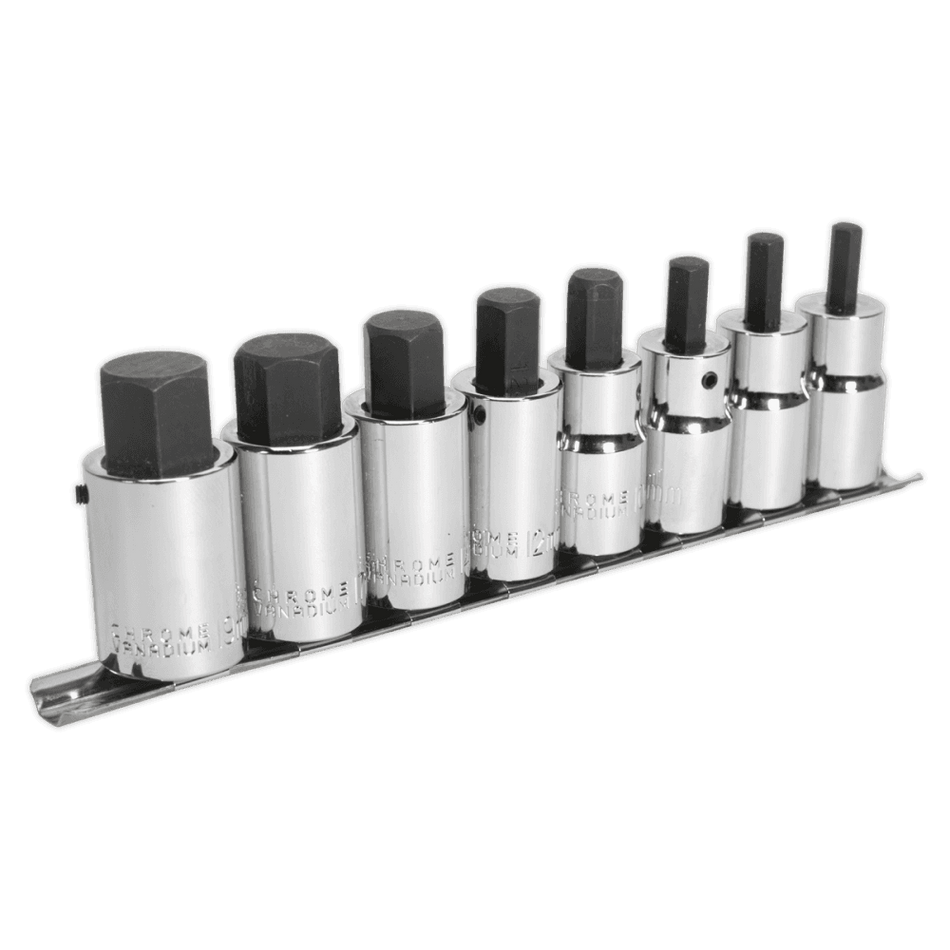 Sealey Hex Socket Bit Set 8pc 1/2"Sq Drive Metric Model No-AK62258