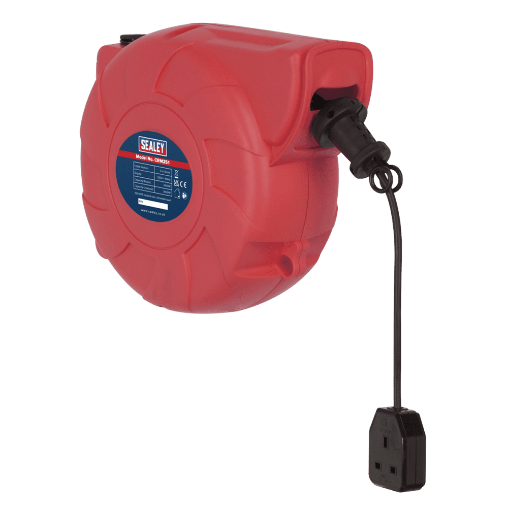 Sealey Cable Reel System Retractable 25mtr 1 x 230V Socket Model No-CRM251