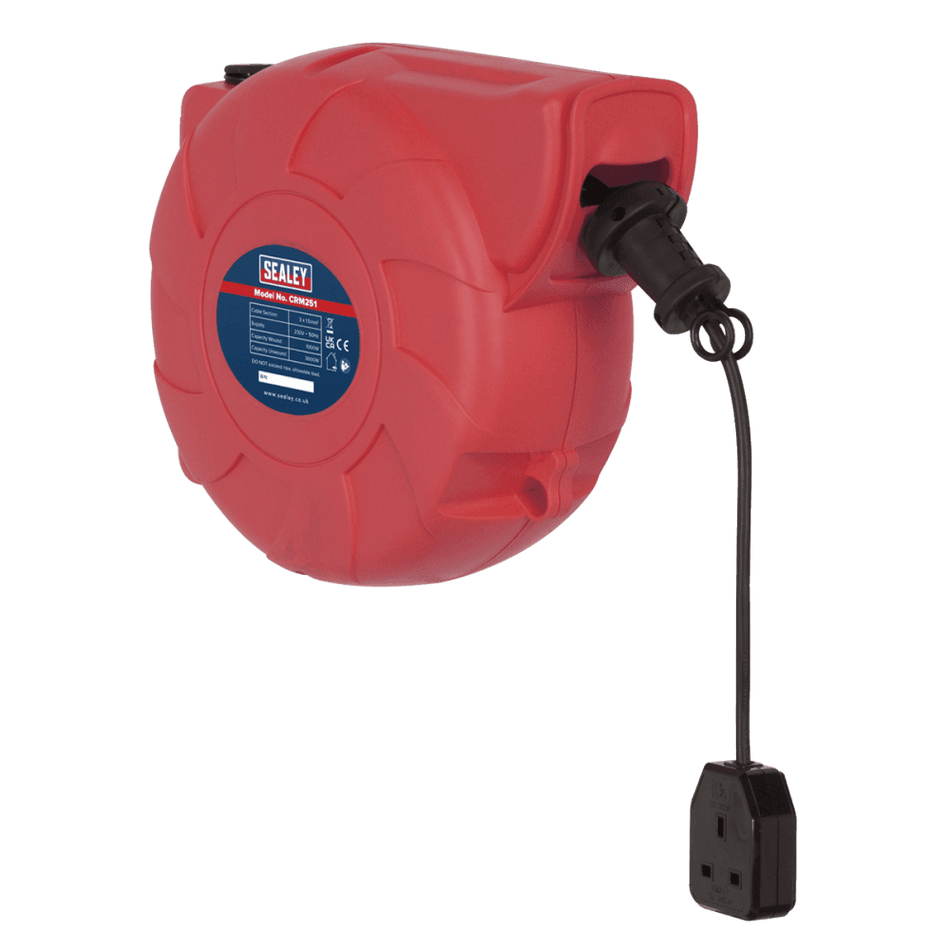 Sealey Cable Reel System Retractable 25mtr 1 x 230V Socket Model No-CRM251