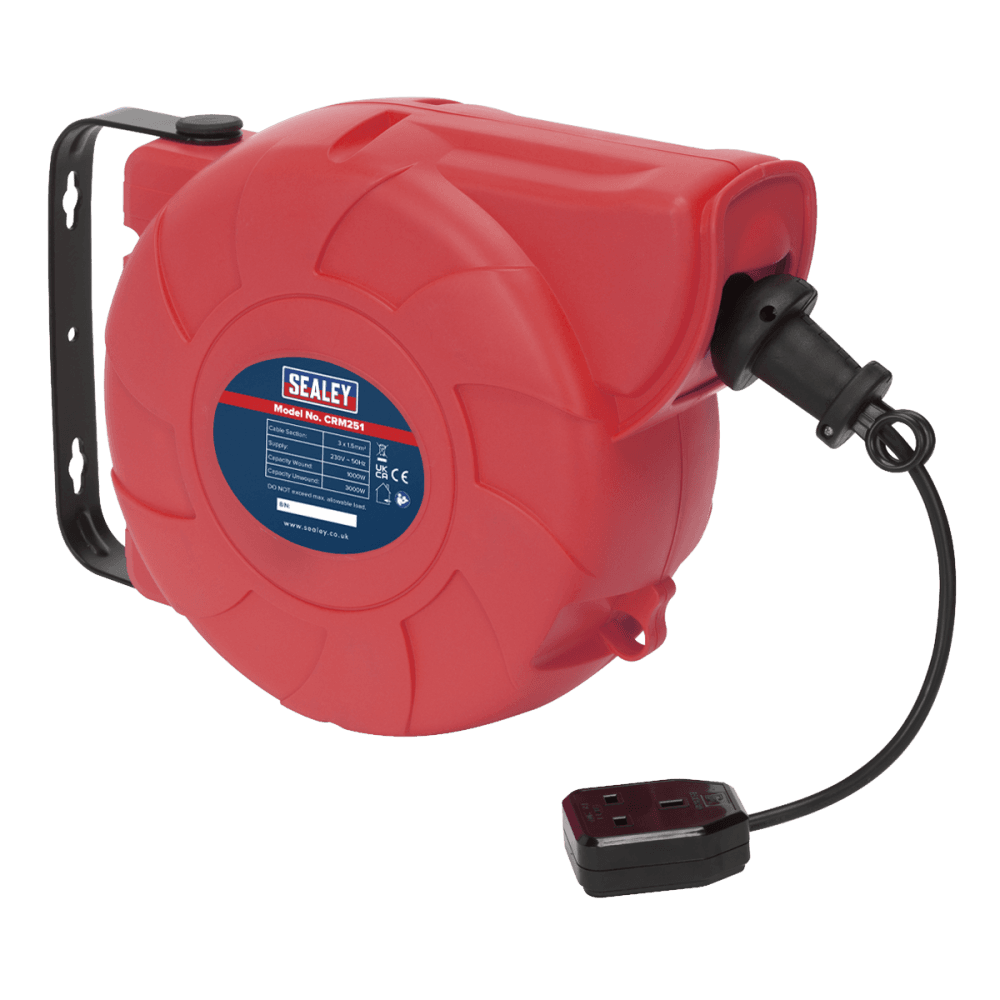 Sealey Cable Reel System Retractable 25mtr 1 x 230V Socket Model No-CRM251