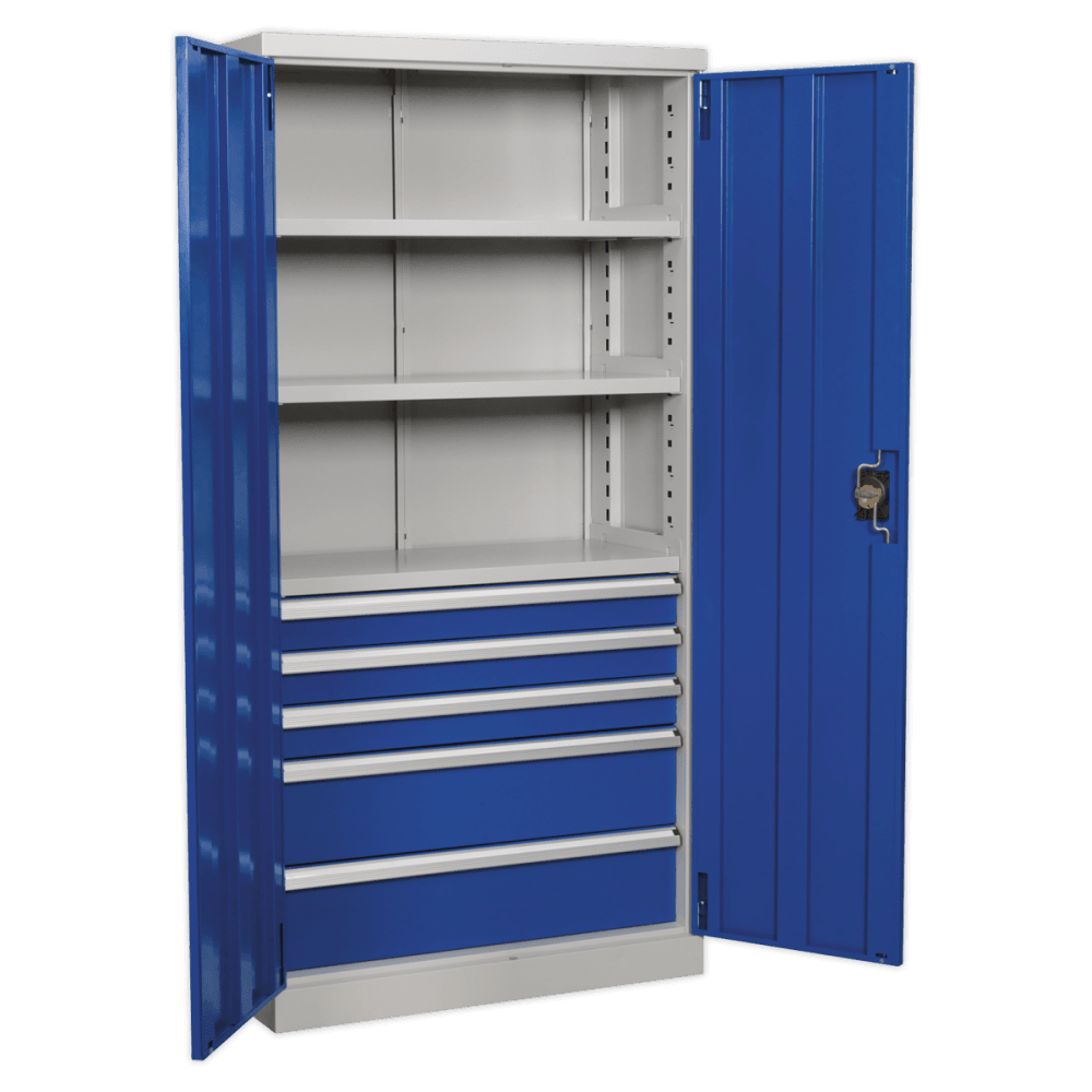 Sealey Industrial Cabinet 5 Drawer 3 Shelf 1800mm Model No-APICCOMBO5