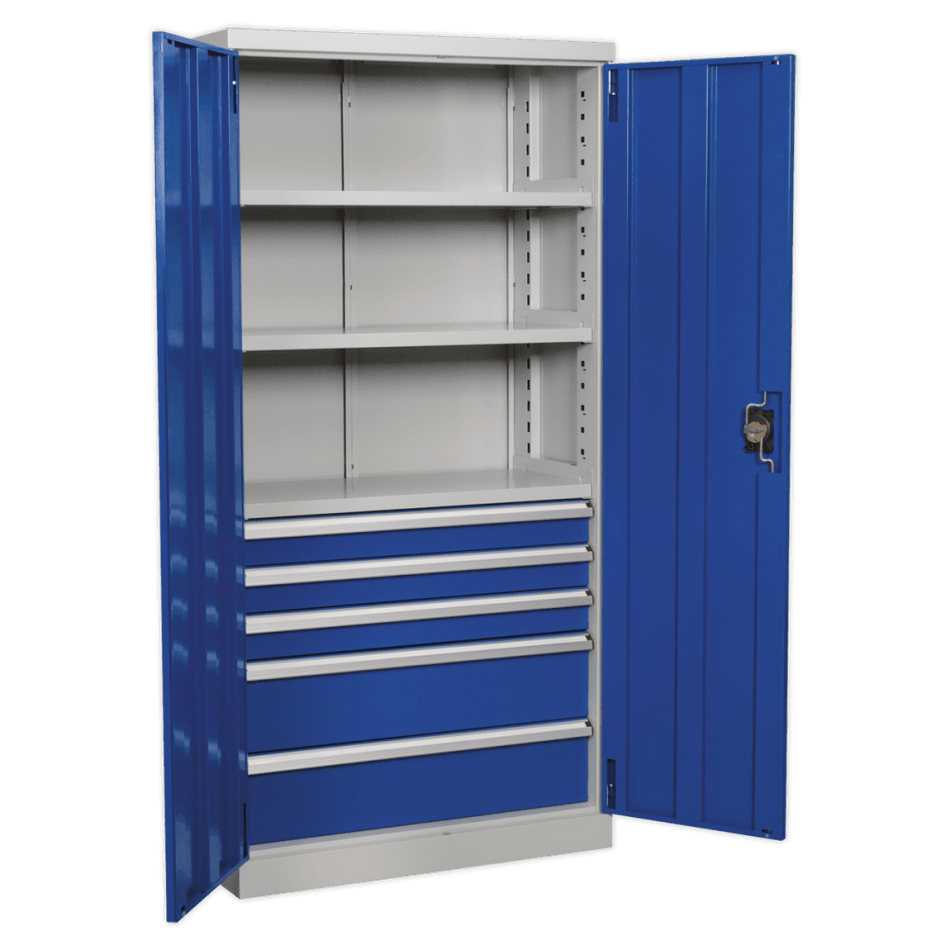 Sealey Industrial Cabinet 5 Drawer 3 Shelf 1800mm Model No-APICCOMBO5