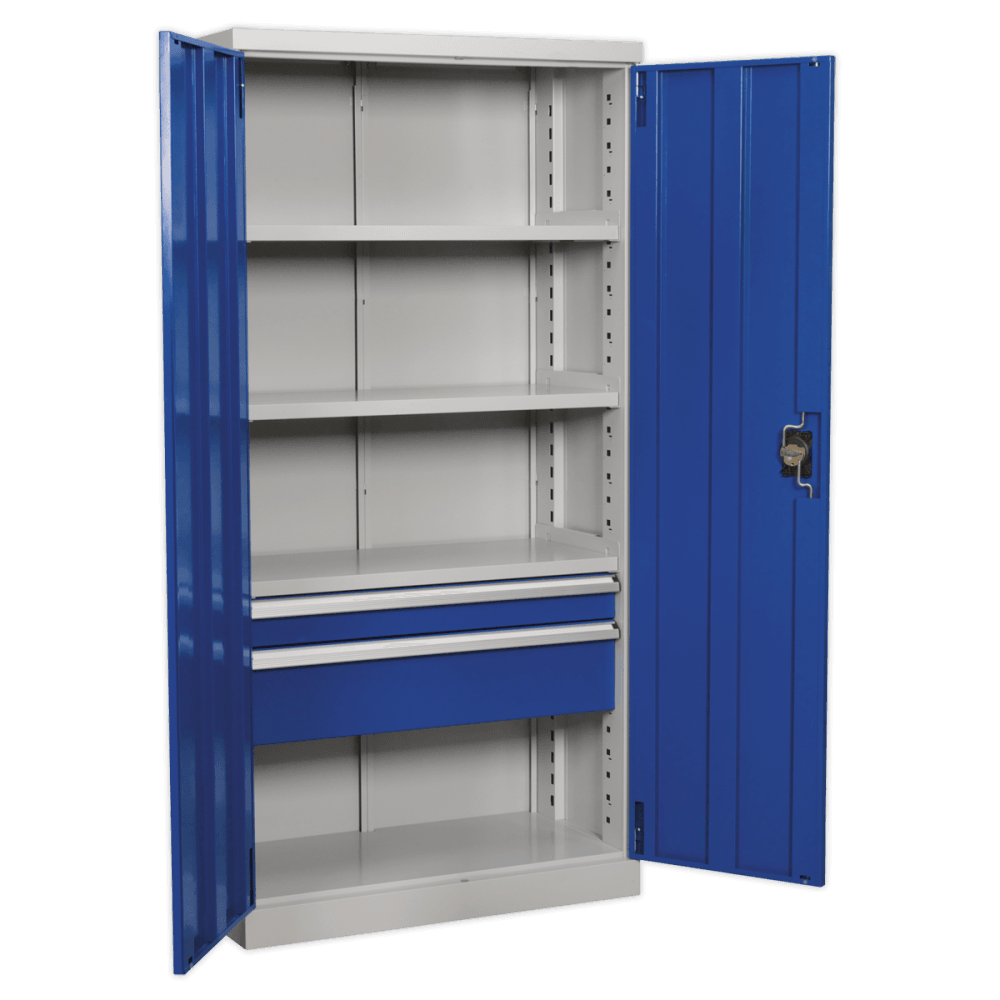 Sealey Industrial Cabinet 2 Drawer 4 Shelf 1800mm Model No-APICCOMBO2