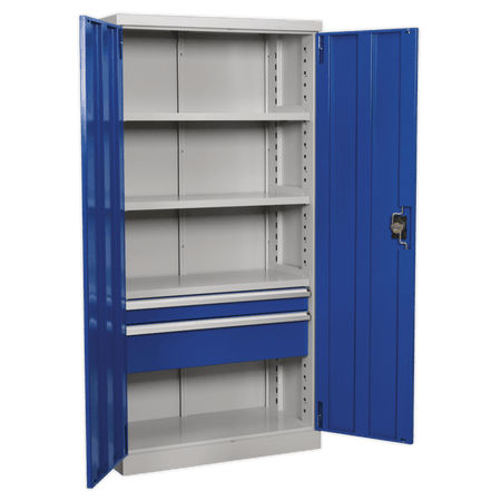 Sealey Industrial Cabinet 2 Drawer 4 Shelf 1800mm Model No-APICCOMBO2