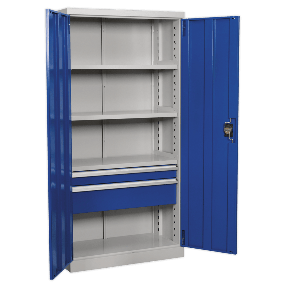 Sealey Industrial Cabinet 2 Drawer 4 Shelf 1800mm Model No-APICCOMBO2