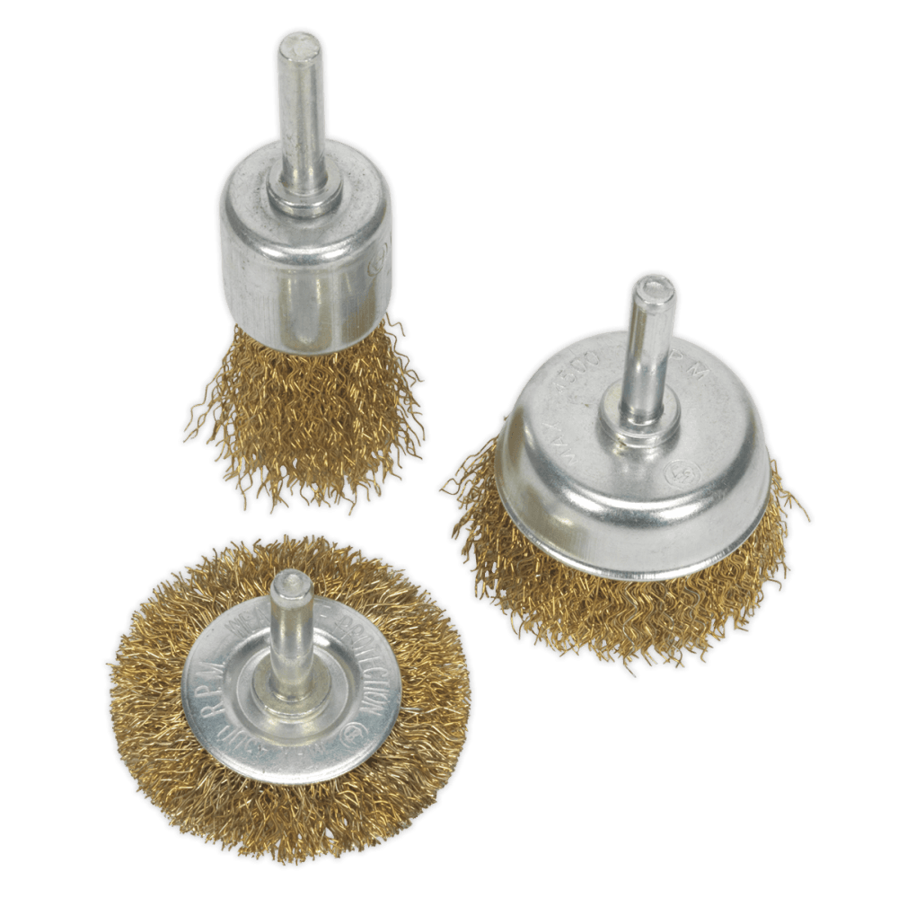Sealey Wire Brush Set 3pc Brassed Model No-BWBS03