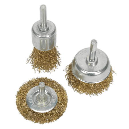 Sealey Wire Brush Set 3pc Brassed Model No-BWBS03