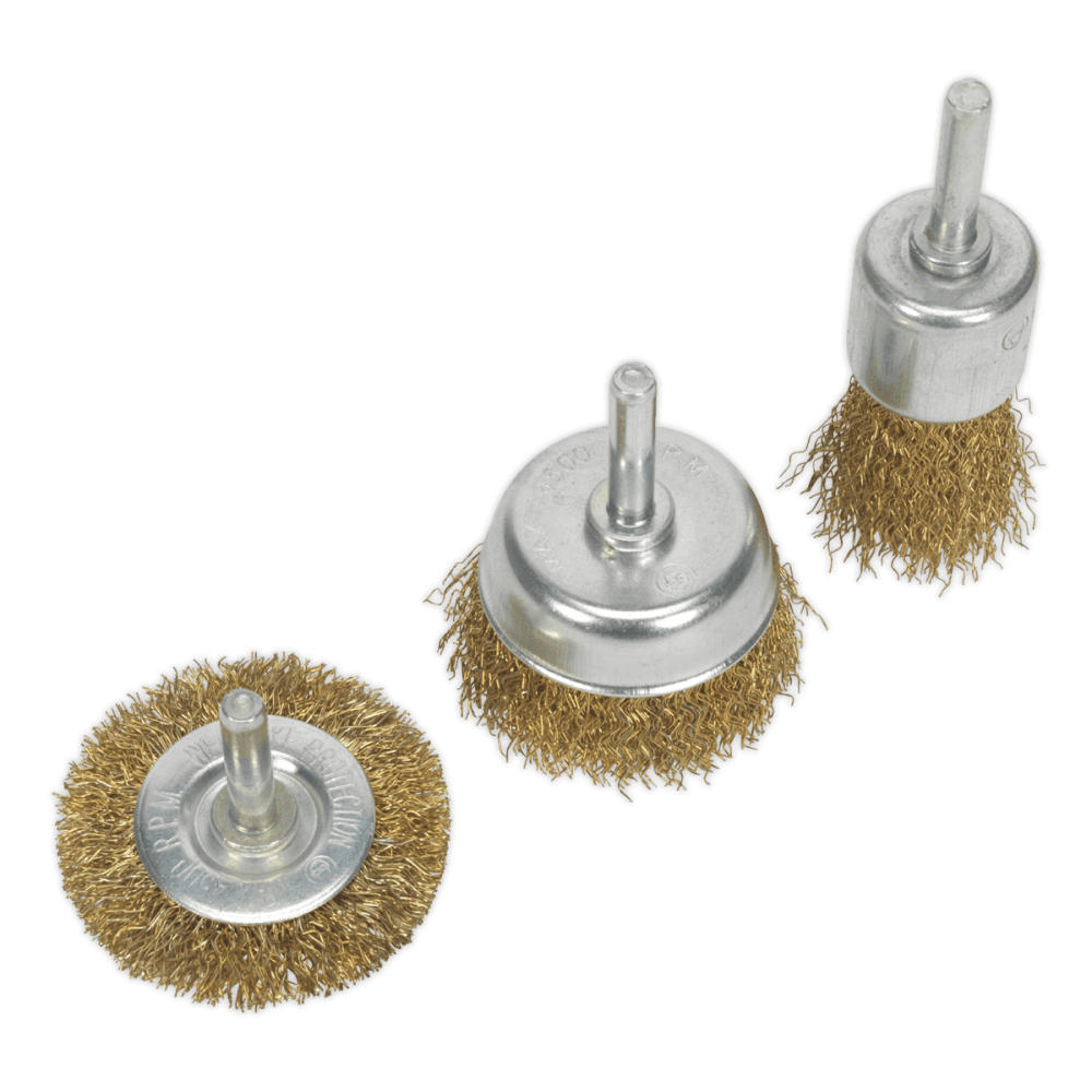 Sealey Wire Brush Set 3pc Brassed Model No-BWBS03