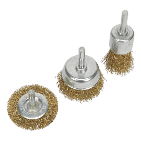Sealey Wire Brush Set 3pc Brassed Model No-BWBS03