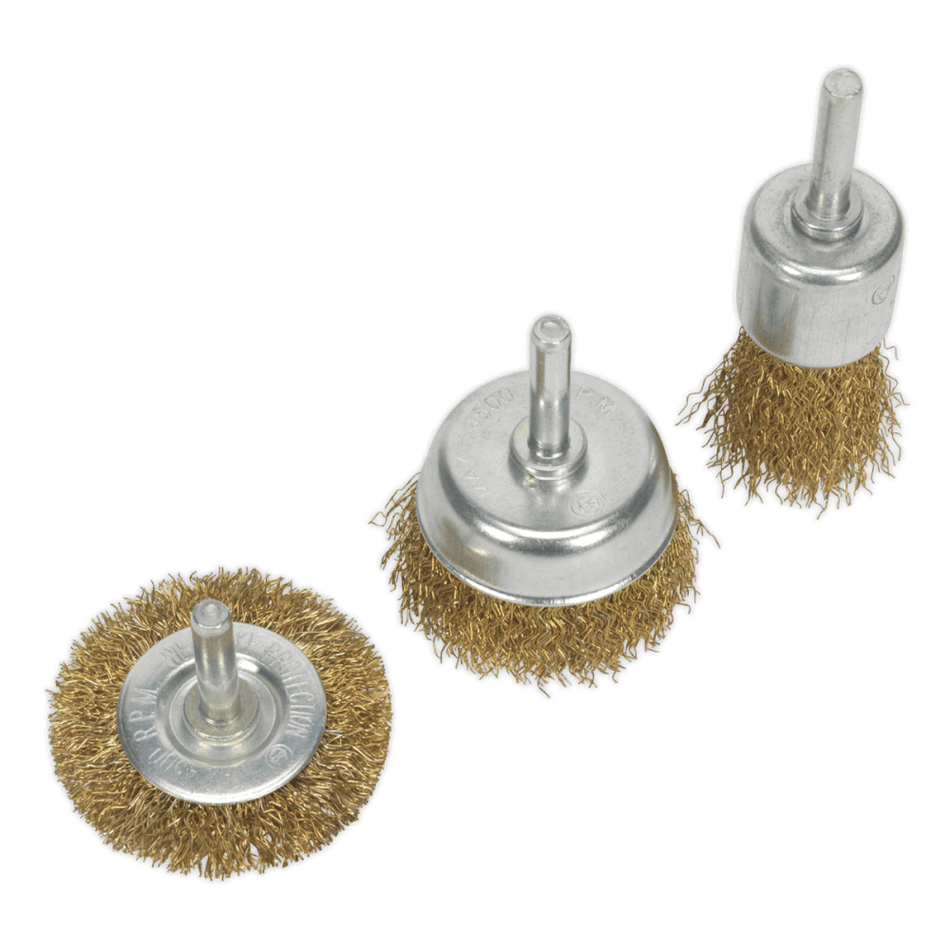 Sealey Wire Brush Set 3pc Brassed Model No-BWBS03