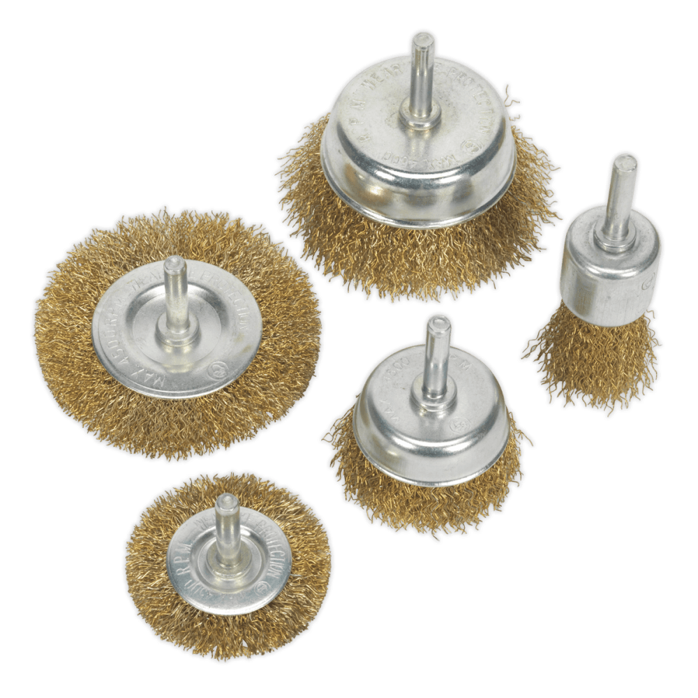 Sealey Wire Brush Set 5pc Brassed Model No-BWBS05