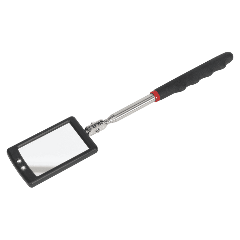 Sealey Telescopic Inspection Mirror 65 x 40mm with 2 LEDs Model No-S0948