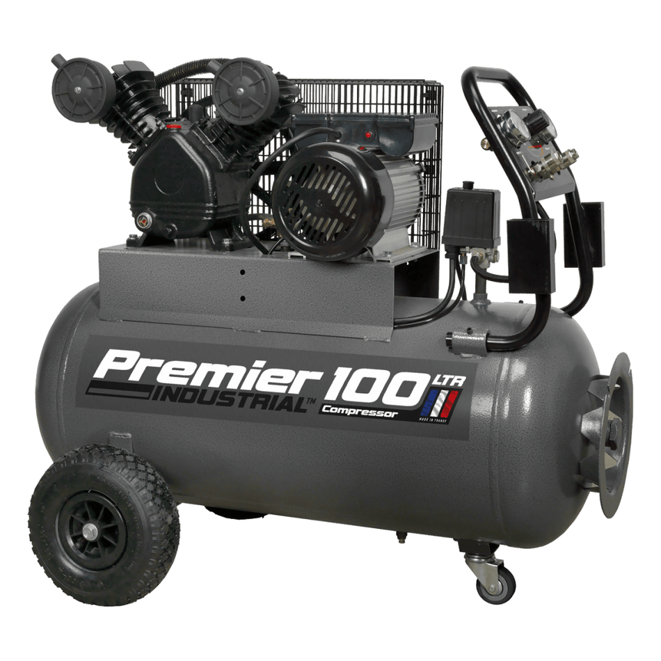 Sealey Compressor 100ltr Belt Drive 3hp with Front Control Panel Model No-SAC3103B