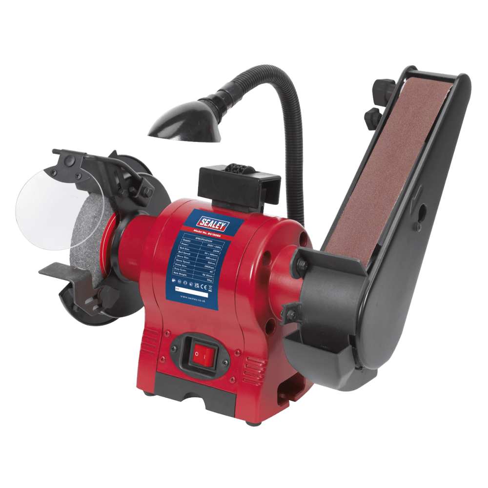 Sealey Bench Grinder 150mm with 50mm Belt Sander & Work Light 250W/230V Model No-BG150BS