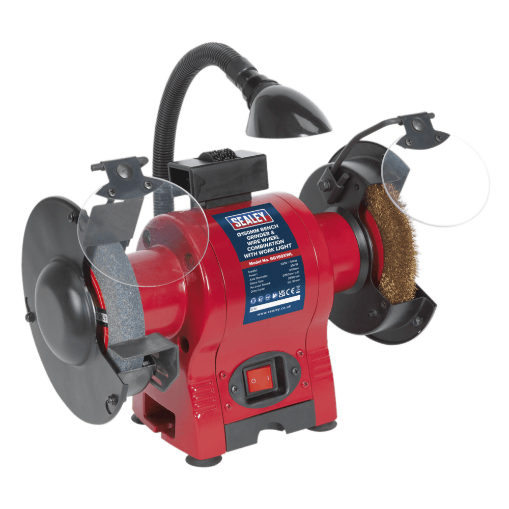 Sealey Bench Grinder 150mm & Wire Wheel Combination with Work Light 250W/230V Model No-BG150XWL