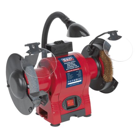 Sealey Bench Grinder 150mm & Wire Wheel Combination with Work Light 250W/230V Model No-BG150XWL