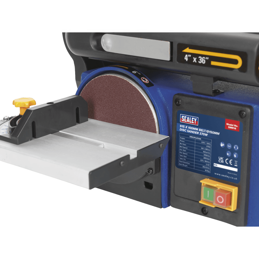 Sealey Belt/Disc Sander 100 x 915mm/ 150 370W/230V Model No-SM914