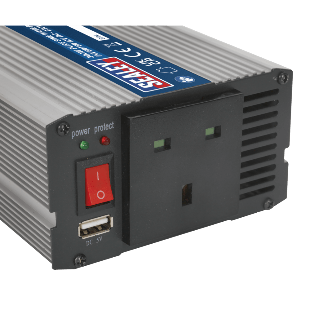 Sealey Power Inverter Pure Sine Wave 300W 12V DC - 230V 50Hz Model No-PSI300