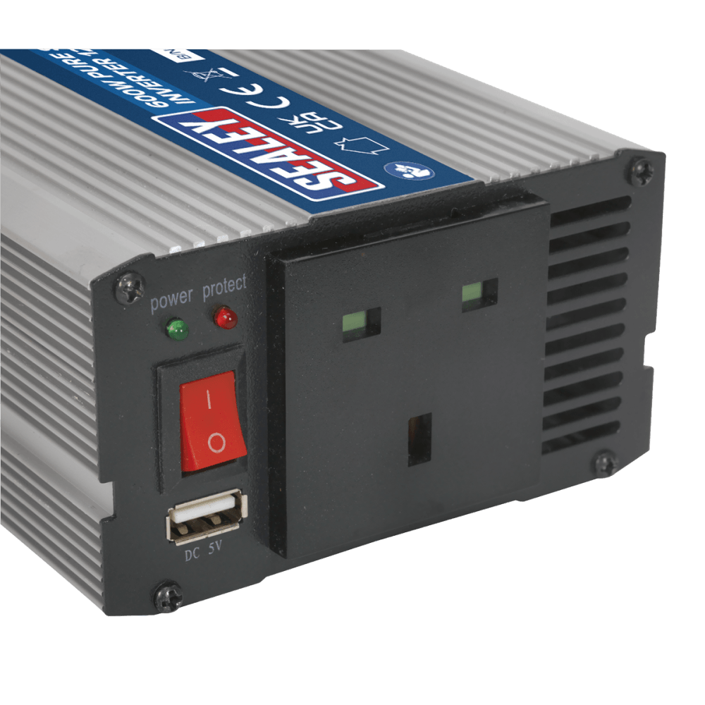 Sealey Power Inverter Pure Sine Wave 600W 12V DC - 230V 50Hz Model No-PSI600