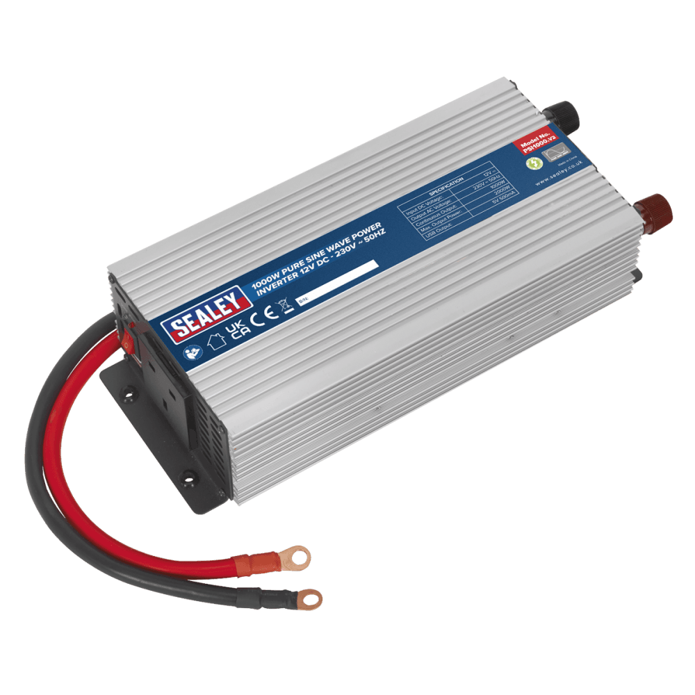 Sealey Power Inverter Pure Sine Wave 1000W 12V DC - 230V 50Hz Model No-PSI1000