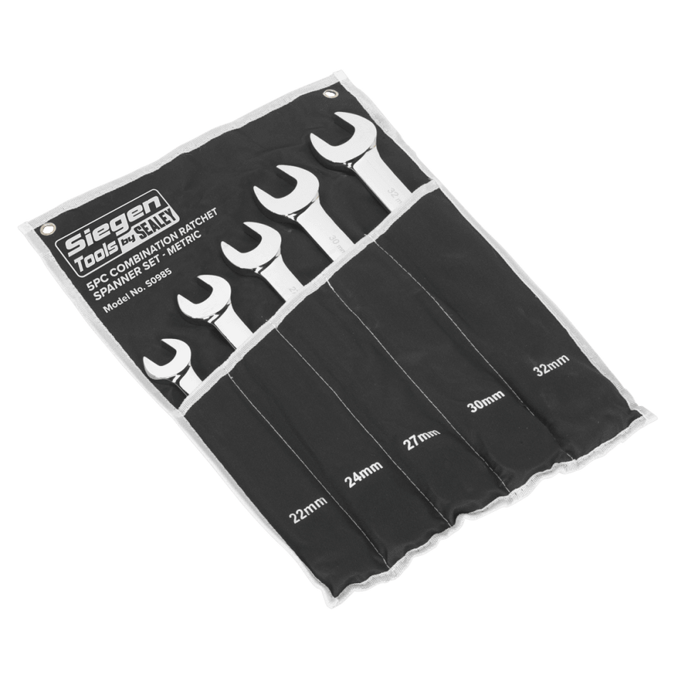 Sealey Combination Ratchet Spanner Set 5pc Metric Model No-S0985