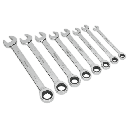 Sealey Combination Ratchet Spanner Set 8pc Imperial Model No-S0984