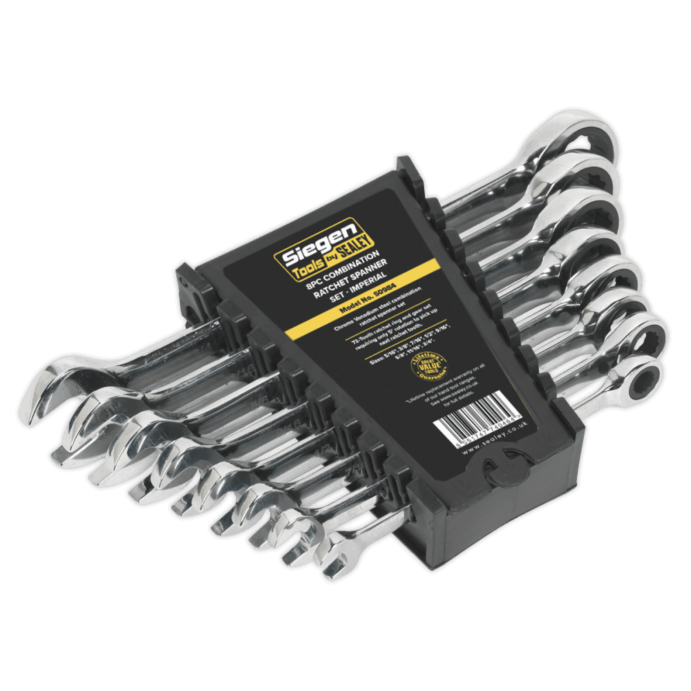Sealey Combination Ratchet Spanner Set 8pc Imperial Model No-S0984