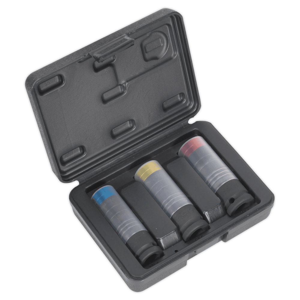 Sealey Alloy Wheel Ultra-Power Impact Socket Set 3pc 1/2"Sq Drive Model No-SX039