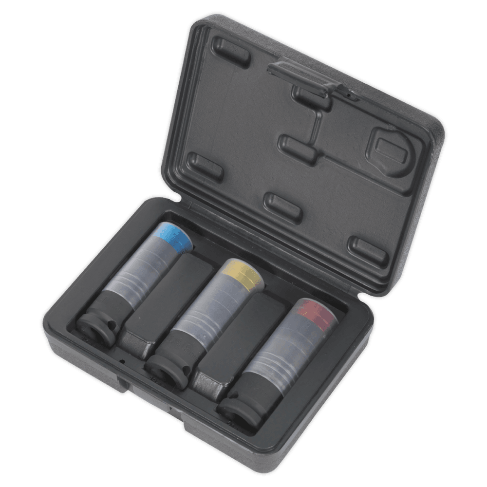 Sealey Alloy Wheel Ultra-Power Impact Socket Set 3pc 1/2"Sq Drive Model No-SX039
