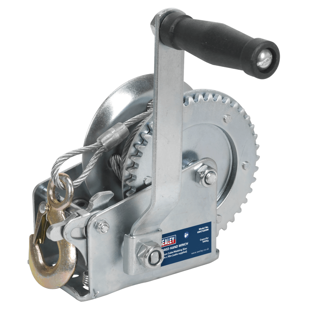 Sealey Geared Hand Winch 540kg Capacity with Cable Model No-GWC1200M