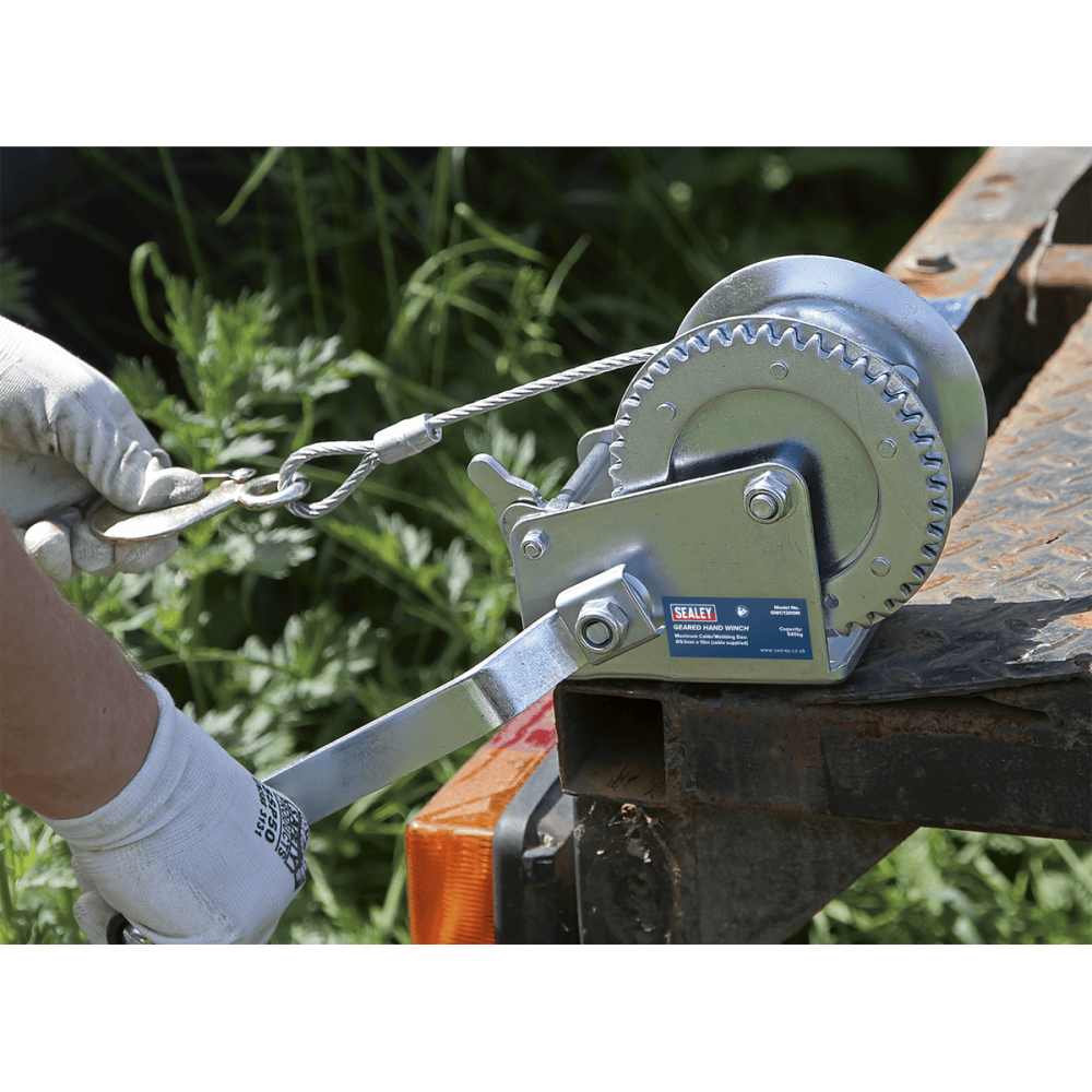 Sealey Geared Hand Winch 540kg Capacity with Cable Model No-GWC1200M