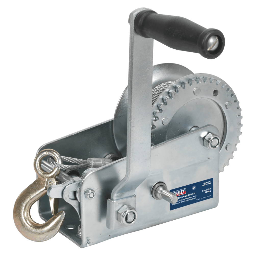 Sealey Geared Hand Winch 900kg Capacity with Cable Model No-GWC2000M