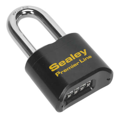 Sealey Steel Body Combination Padlock Long Shackle 62mm Model No-PL603L