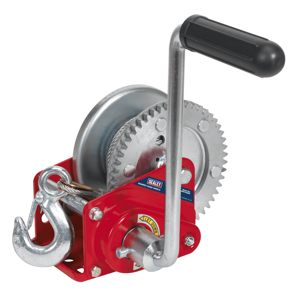 Sealey Geared Hand Winch with Brake & Cable 540kg Capacity Model No-GWC1200B