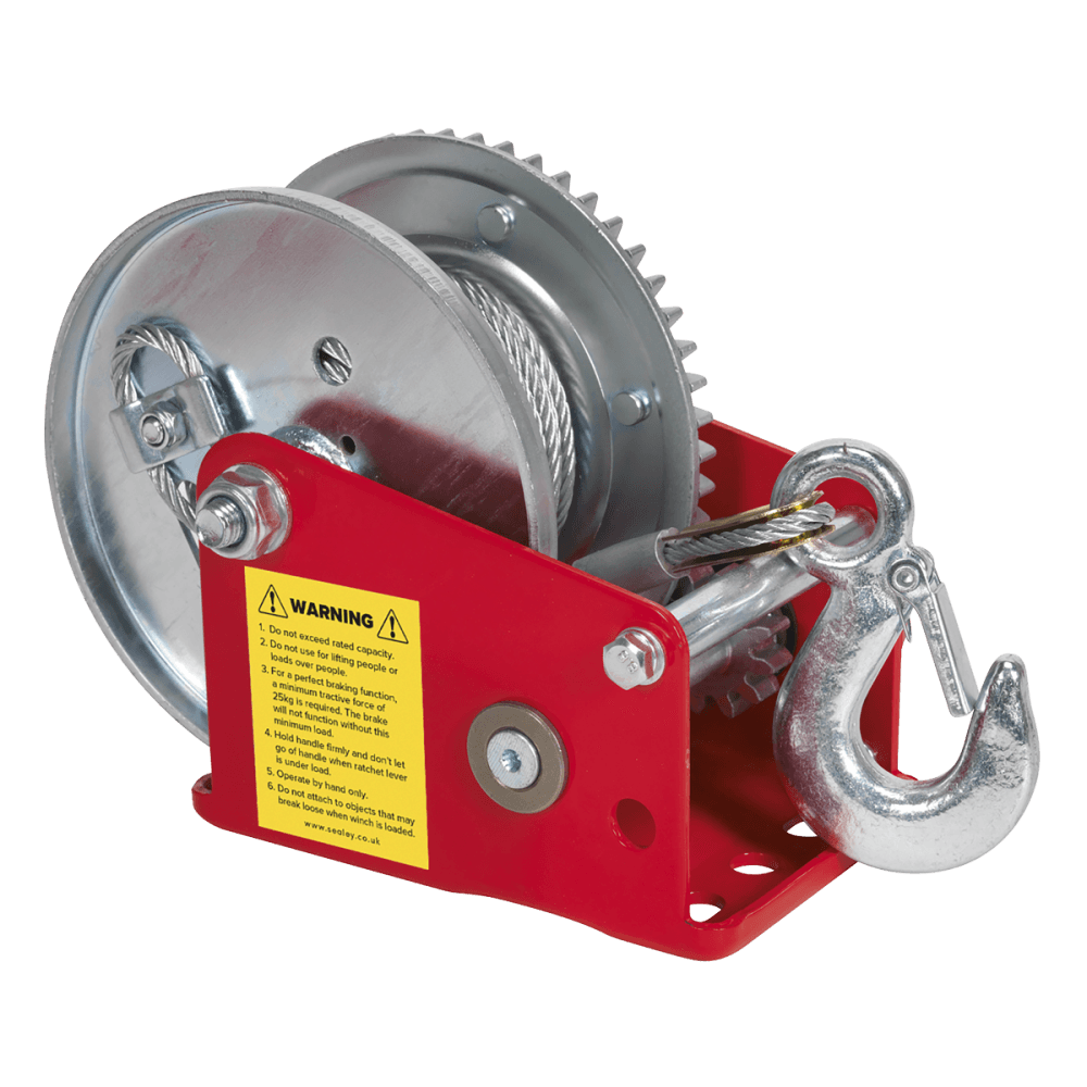 Sealey Geared Hand Winch with Brake & Cable 540kg Capacity Model No-GWC1200B