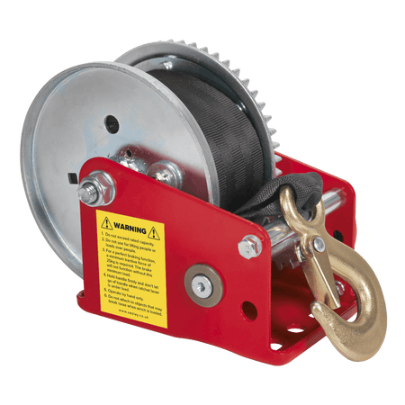 Sealey Geared Hand Winch with Brake & Webbing 540kg Capacity Model No-GWW1200B