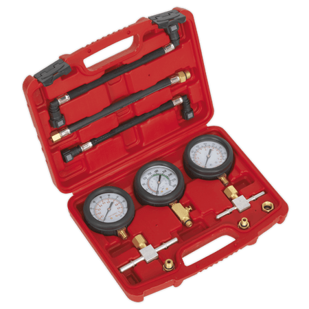 Sealey Motorcycle Compression & Fuel Pressure Gauge Set 3pc Model No-MS100