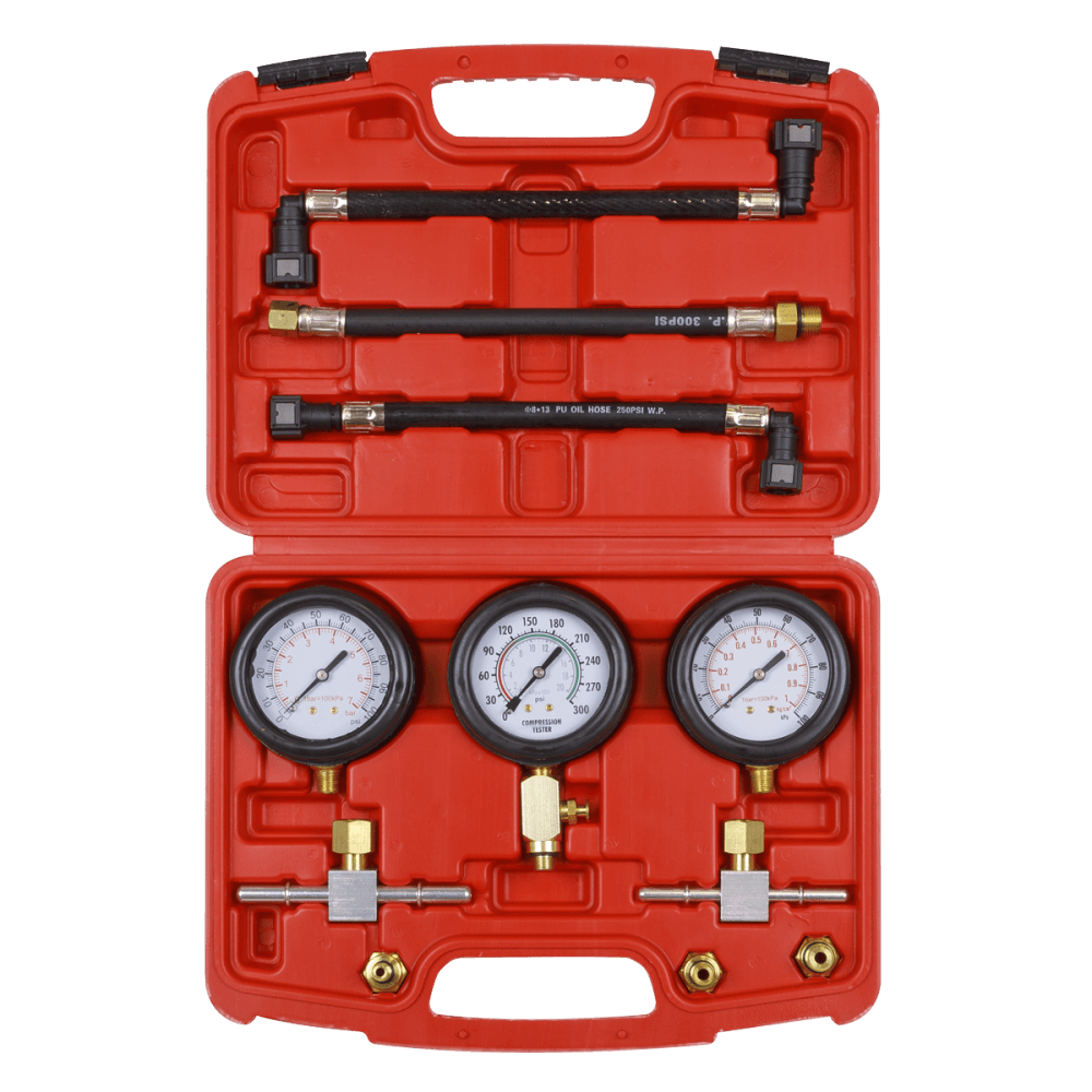 Sealey Motorcycle Compression & Fuel Pressure Gauge Set 3pc Model No-MS100