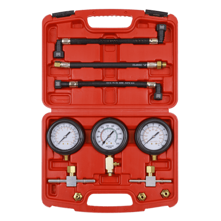 Sealey Motorcycle Compression & Fuel Pressure Gauge Set 3pc Model No-MS100