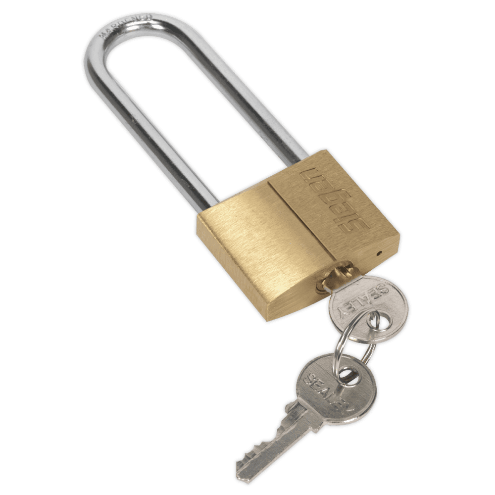 Sealey Brass Body Padlock with Brass Cylinder Long Shackle 40mm Model No-S0989
