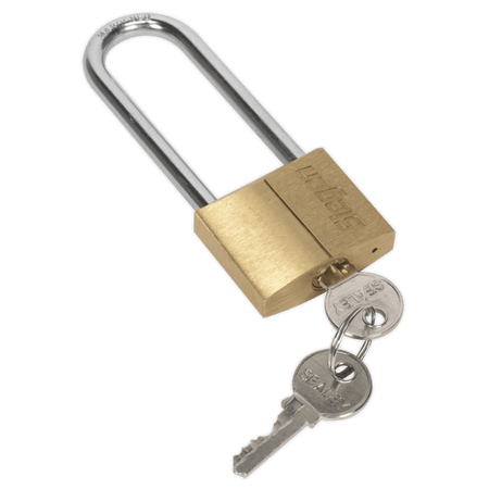 Sealey Brass Body Padlock with Brass Cylinder Long Shackle 40mm Model No-S0989