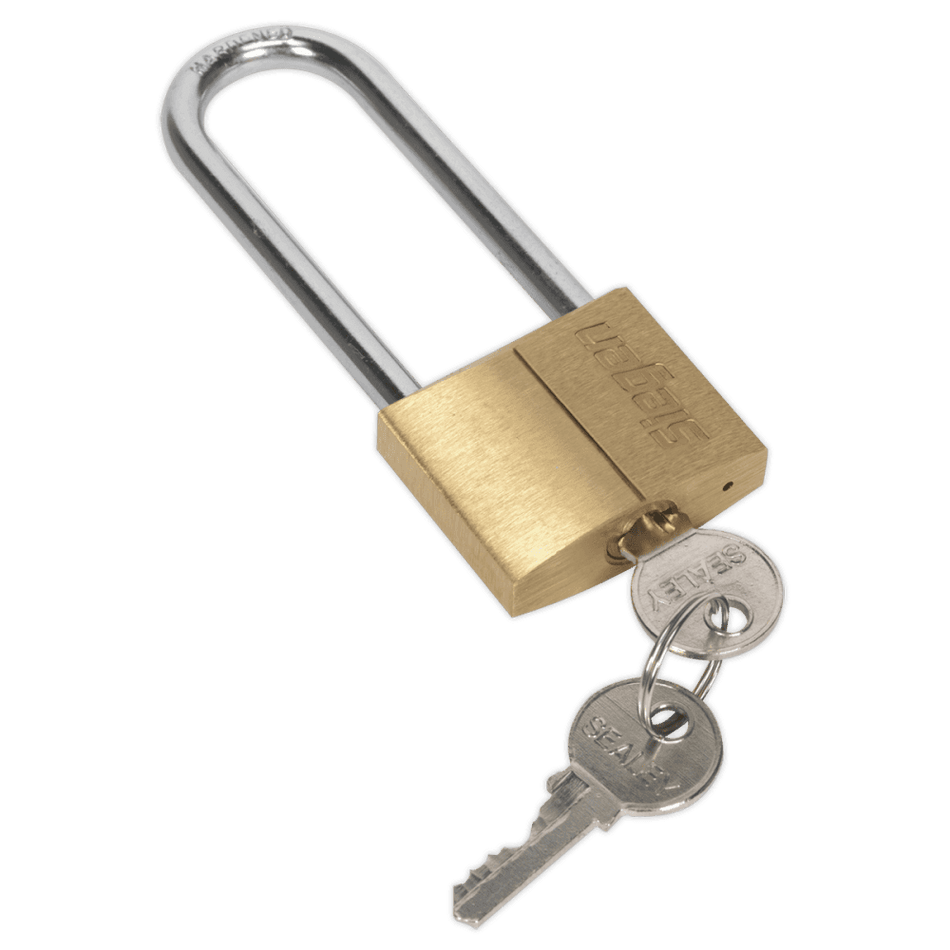 Sealey Brass Body Padlock with Brass Cylinder Long Shackle 40mm Model No-S0989