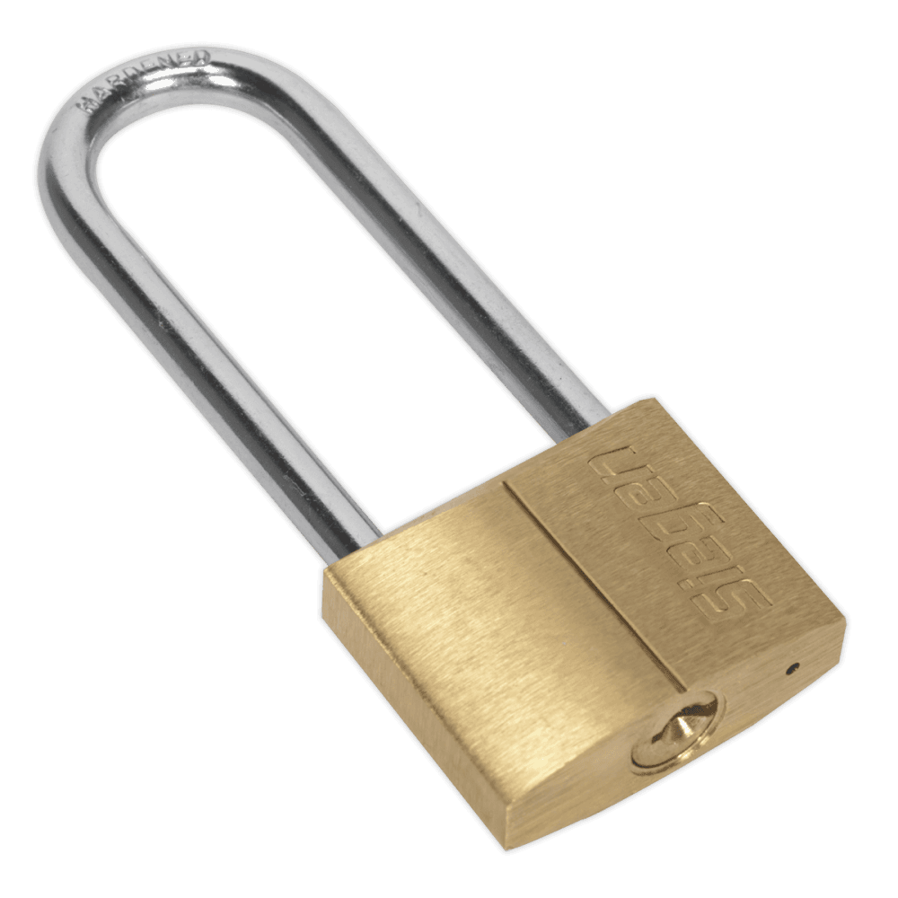 Sealey Brass Body Padlock with Brass Cylinder Long Shackle 40mm Model No-S0989